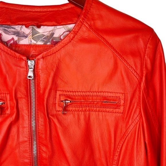 D’ARIENZO Italian Leather Dual Front Zipper Moto Style Jacket Size XL in Orange - Picture 4 of 16